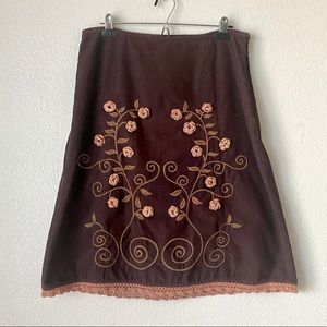 Anthropologie Embroidered Skirt